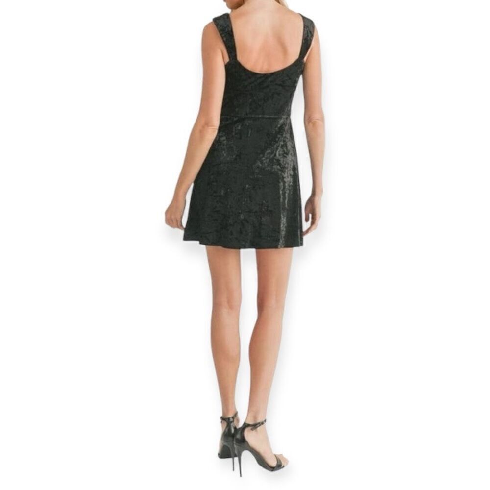 LUSH Crushed Velvet Retro Minidress In Black Size Large NEW - Picture 9 of 15